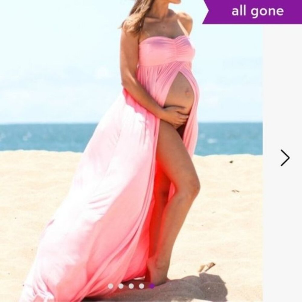 Pinkblush maternity maxi dress Pink Strapless Open Photoshoot Size XL New - Picture 6 of 13